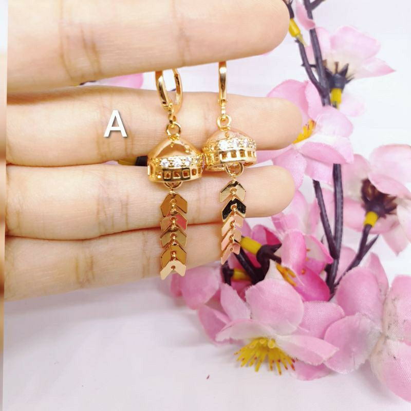 anting antik korea rumbai permata zircon