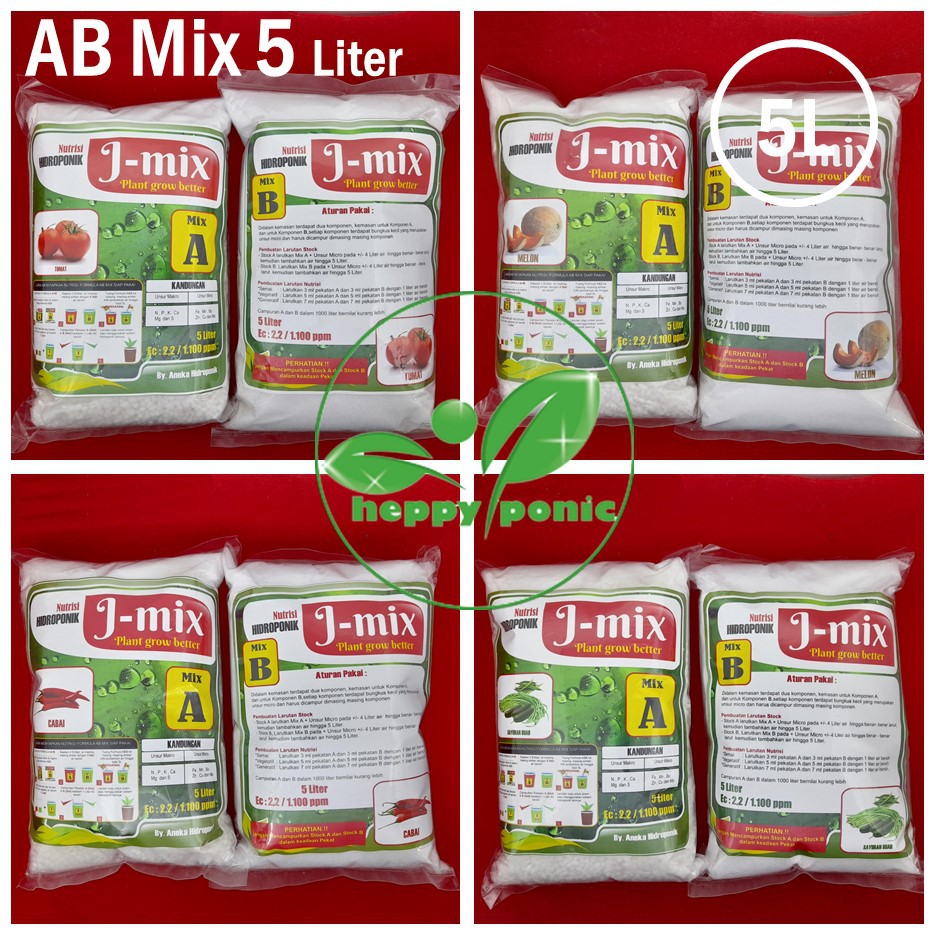 AB Mix 5 Liter Pilih Varian / Pupuk Nutrisi Hidroponik J-Mix 5 Liter - Pupuk Nutrisi Hidroponik