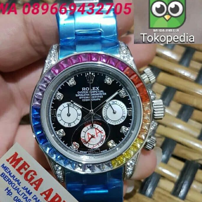JAM TANGAN COWOK ROLEX DAYTONA DIAMON SILVER SUPER PREMIUM AAA