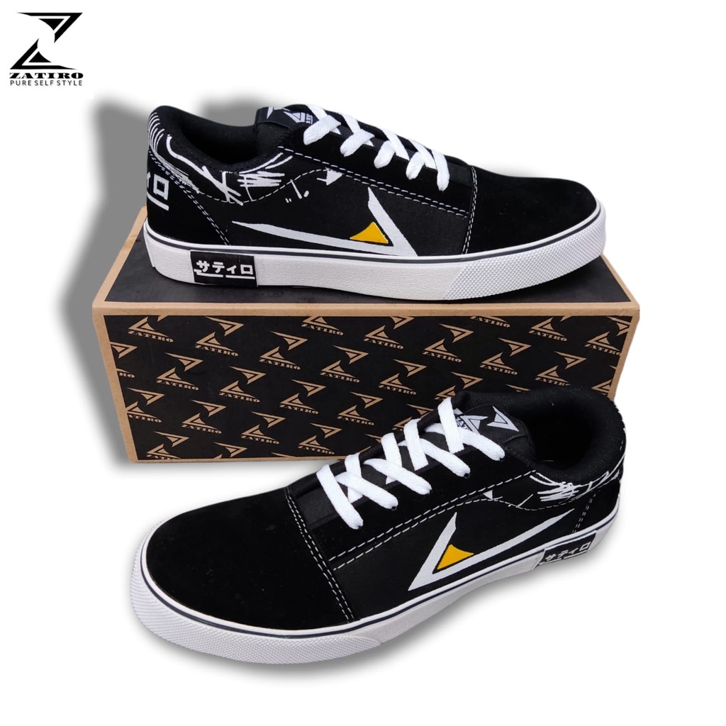 sepatu sneakers grade orijinal sepatu sekolah sepatu kuliah model Zatiro White Black keren fashion kekinian