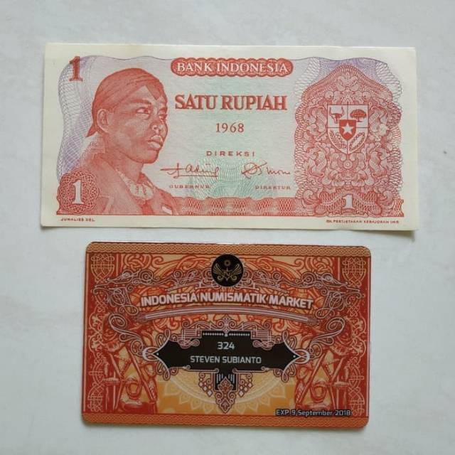 Uang Kuno Indonesia 1 Rupiah Seri Sudirman th 1968