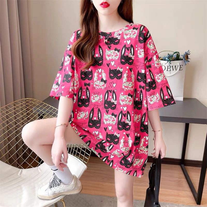 THISTLE - Oversize Tee Tshirt Wanita Model Longgar Motif Rabbit Mask Full Print