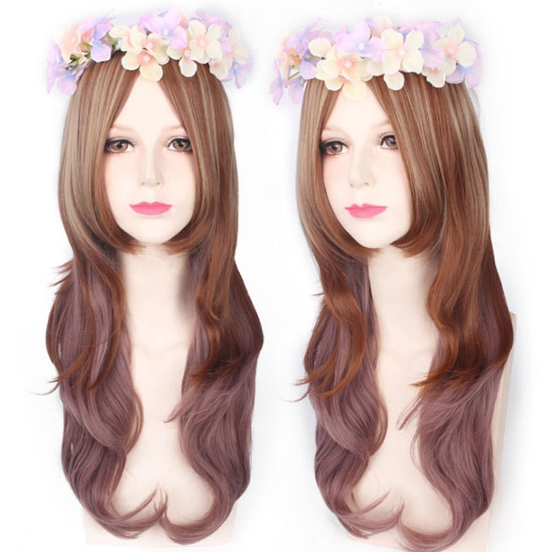 LOL-39 wig daily lolita rambut palsu panjang wanita brown cokelat panjang