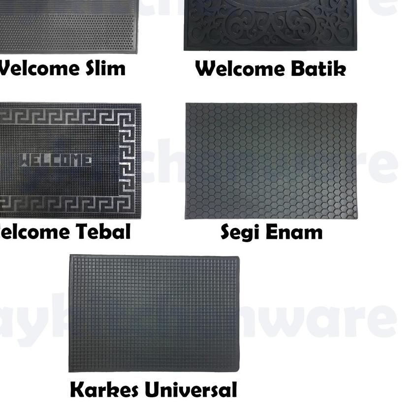 ✴ Keset Karet Welcome Anti Slip Karpet Alas Kaki Pintu Kamar Mandi Lantai Licin Tebal AUD Brush Mat 