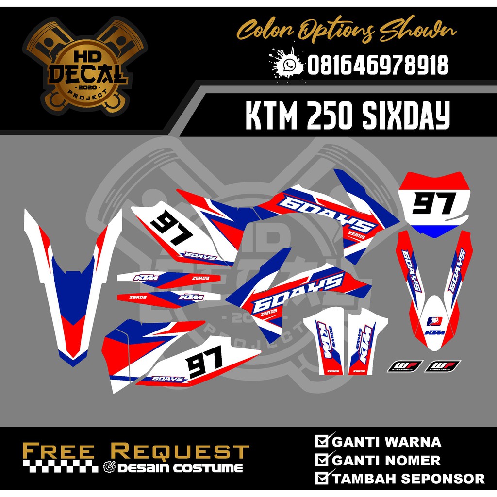 DECAL KTM 250 SIXDAY DECAL SIXDAY STRIPING KTM 250 STRIPING SIXDAY 10