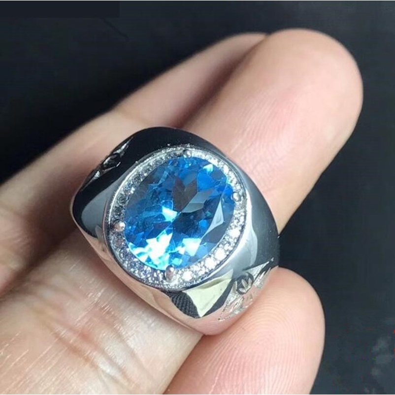 Cincin Batu pato Biru Alami Gaya Kasual Untuk Pria Dan Wanita