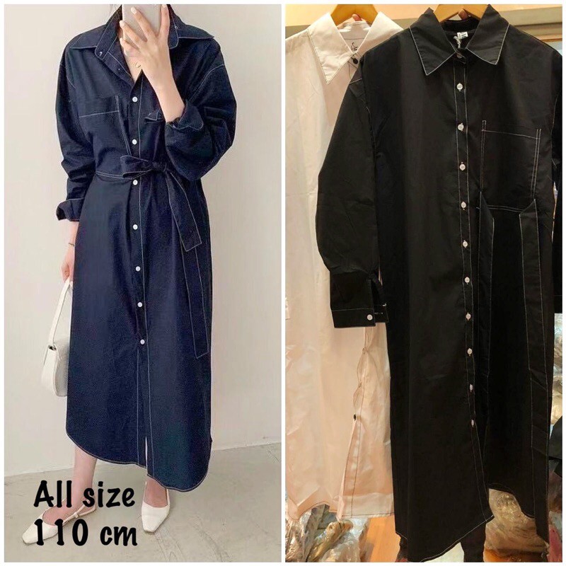 DRESS KOREA KEKINIAN CASUAL KATUN IMPORT BANGKOK JUMBO TANGAN PANJANG