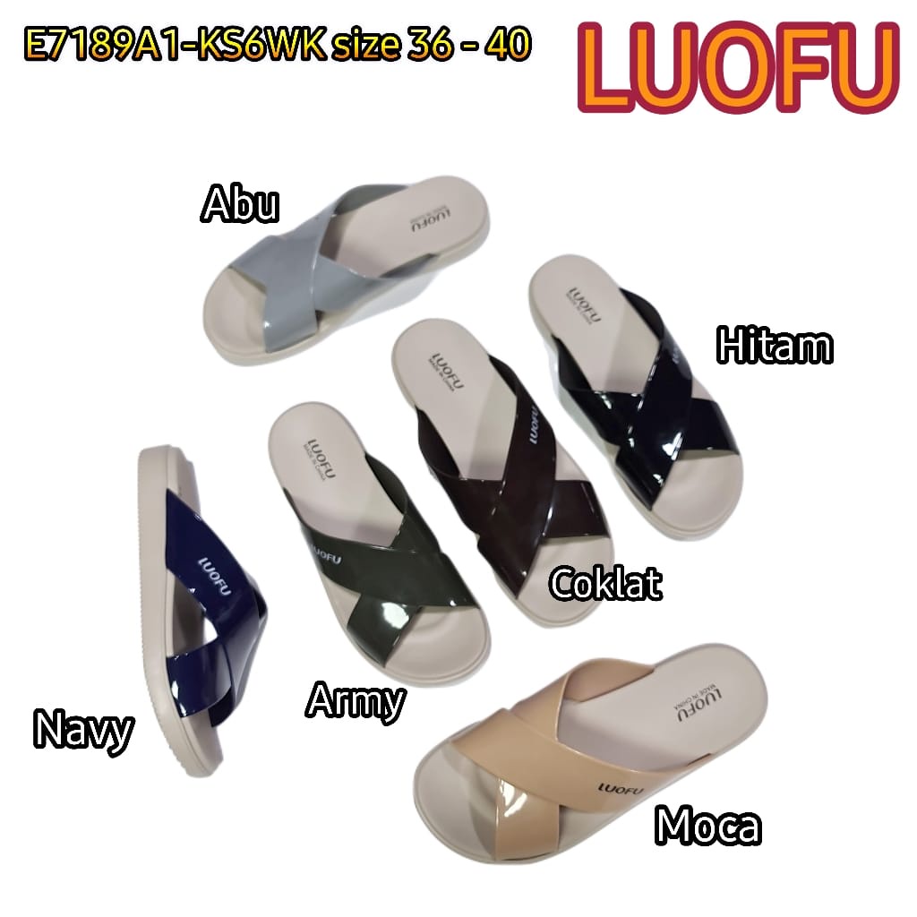 LUOFU ORIGINAL jelly sandal karet empuk murah wanita sendal cewek selop import E7189A1-KS6WK