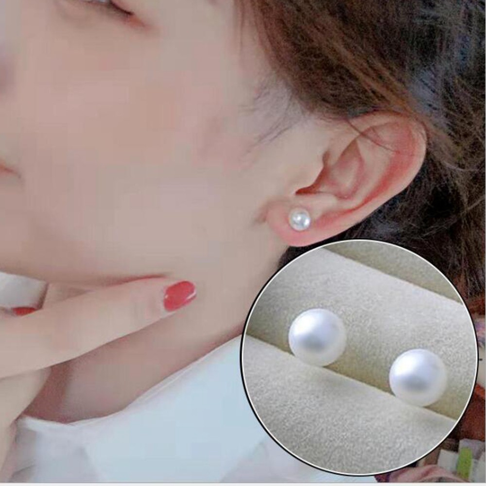 Anting Stud Mutiara Simulasi Warna Silver Untuk Wanita