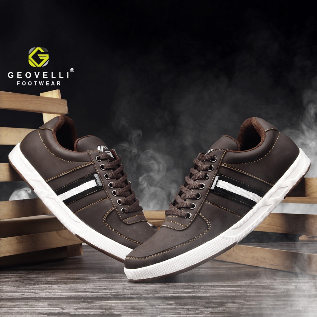 GEOVELLI STORE Sepatu Sneakers Piria Coklat Sneakers Kasual Santai Kerja Cocok Buat Anak Kuliah