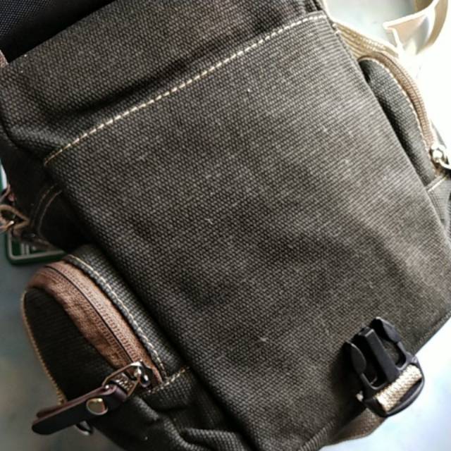 Tas selempang kecil tactical outdoor kanvas baepack