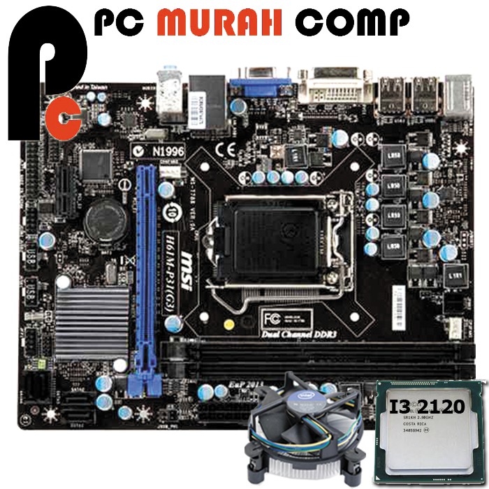 Paket Mainboard 1155 H61 MSI Dengan Processor i3 2120 bonus fan