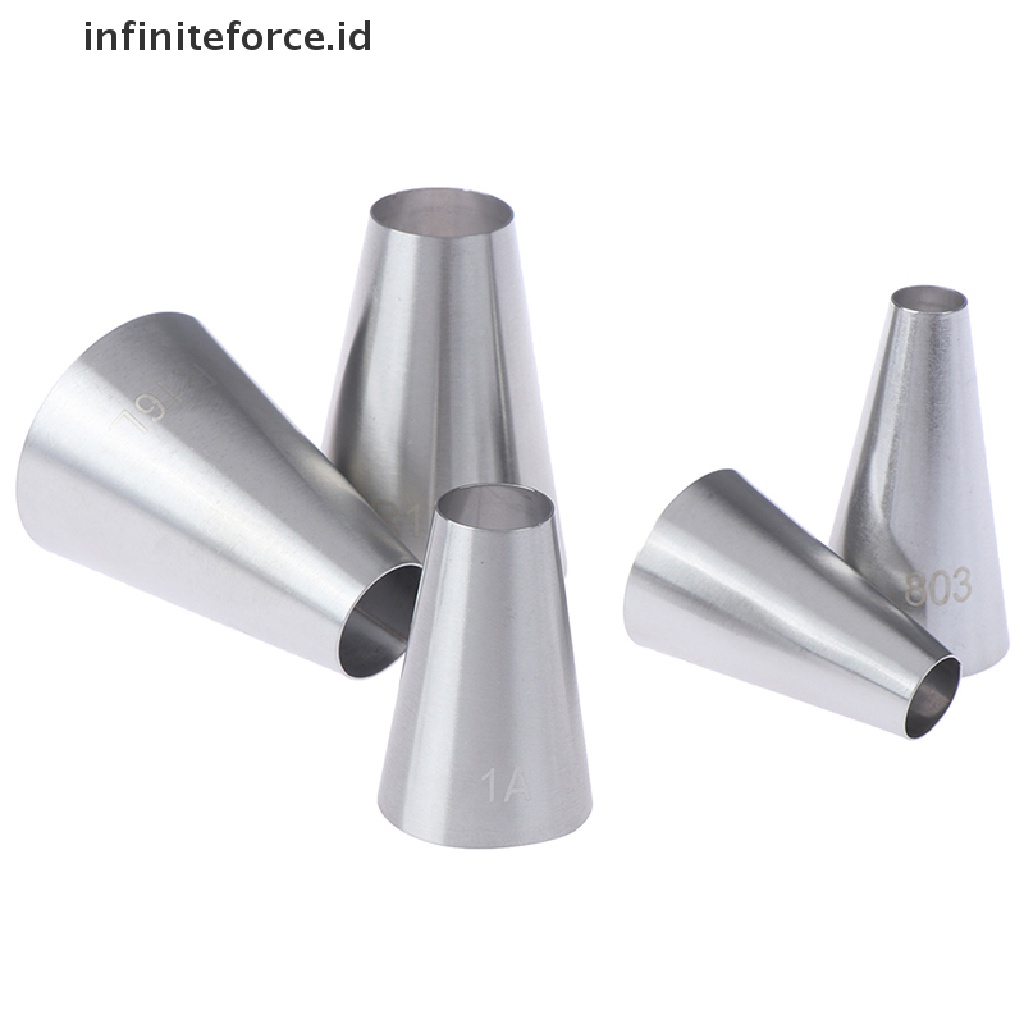 5 Pcs / Set Nozzle Icing Piping Bentuk Bulat Besar Untuk Dekorasi Kue Pastry