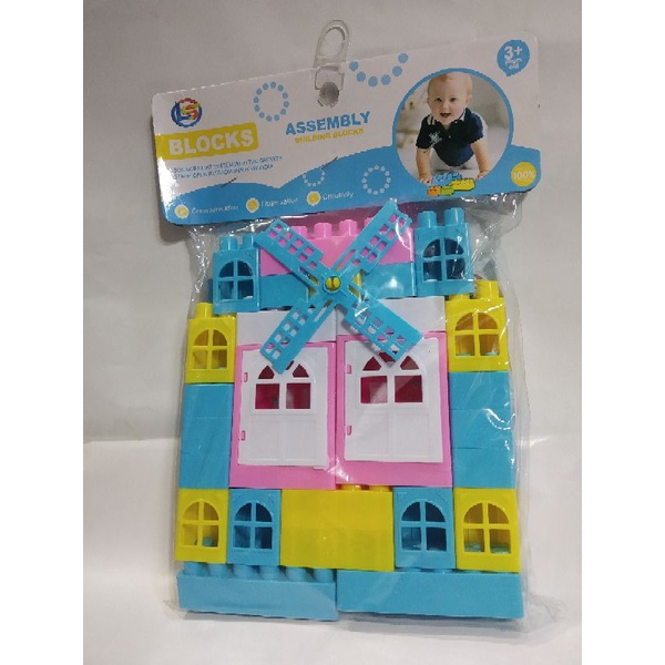 Mainan anak edukasi lego block bentuk rumah ASSEMBLY