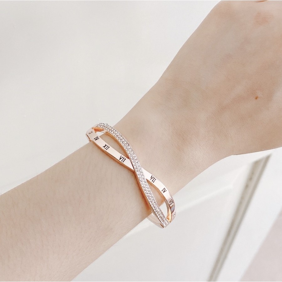 Gelang Titanium Romawi Diamond Fashion Korea Dalika-Rose Gold