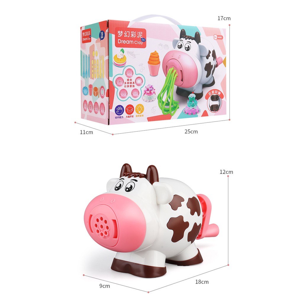 Dream Clay Mesin Plastisin Es Krim Mie Cow Sapi Mainan anak Tanah liat