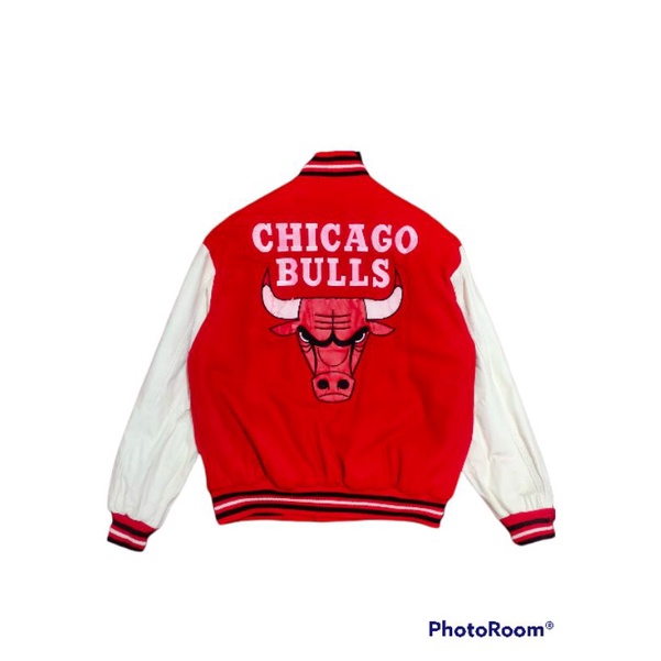 jaket varsity jeff hamilton nba chicago bulls wool leather