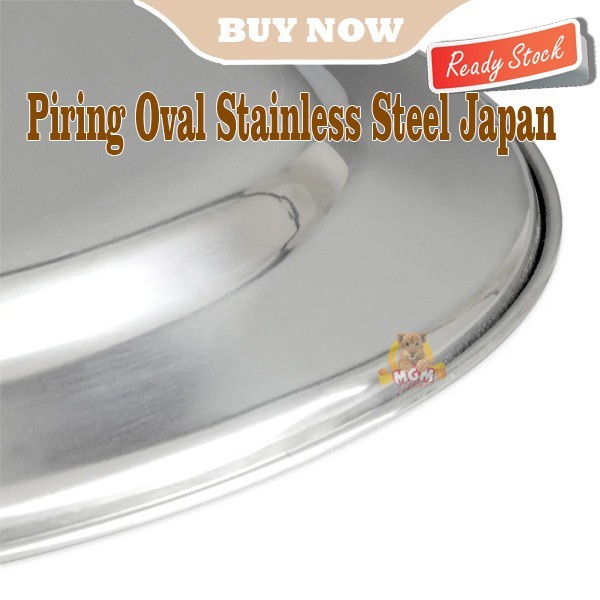 Piring Oval Stainless Steel Japan 18-10 ukuran 35cm atau 14inch TEBAL