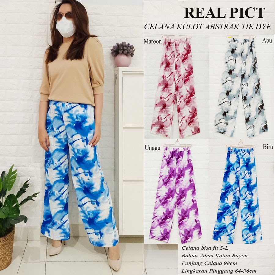 CELANA KULOT ABSTRAK TIE DYE KATUN RAYON CARLINA