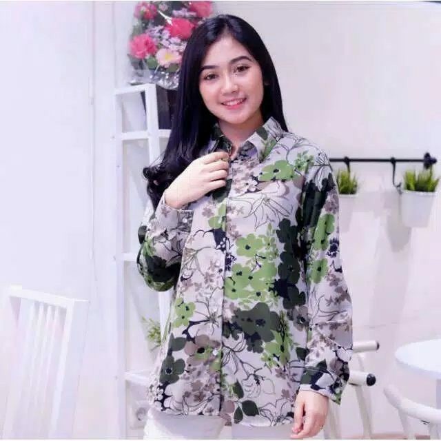 010 KEMEJA DATURA # Pakaian Wanita Dewasa  Gaya Kekinian Baru Murah Grosir Tanah Abang