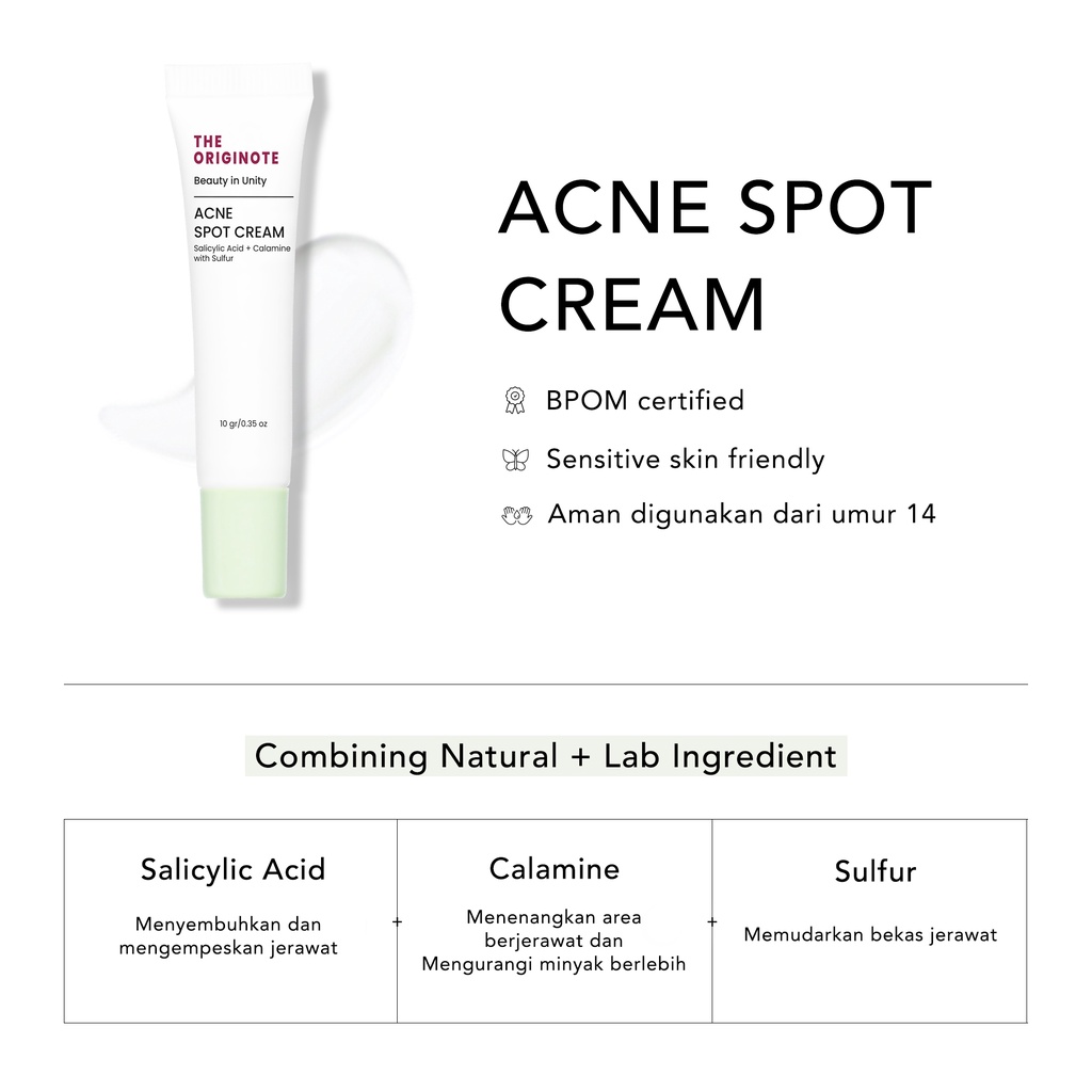 The Originote Acne Spot Cream 10gr - Acne Spot Treatment Gel with Salicylic Acid, Calamine &amp; Sulfur