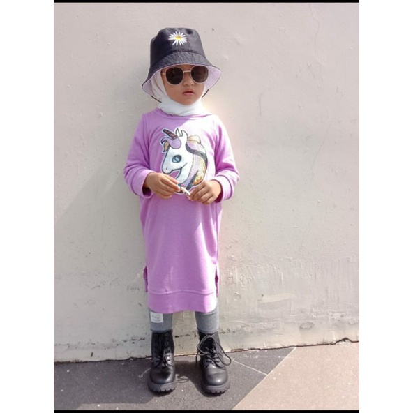 sequina dress hoodie 2-5 th tunik anak perempuan lucu