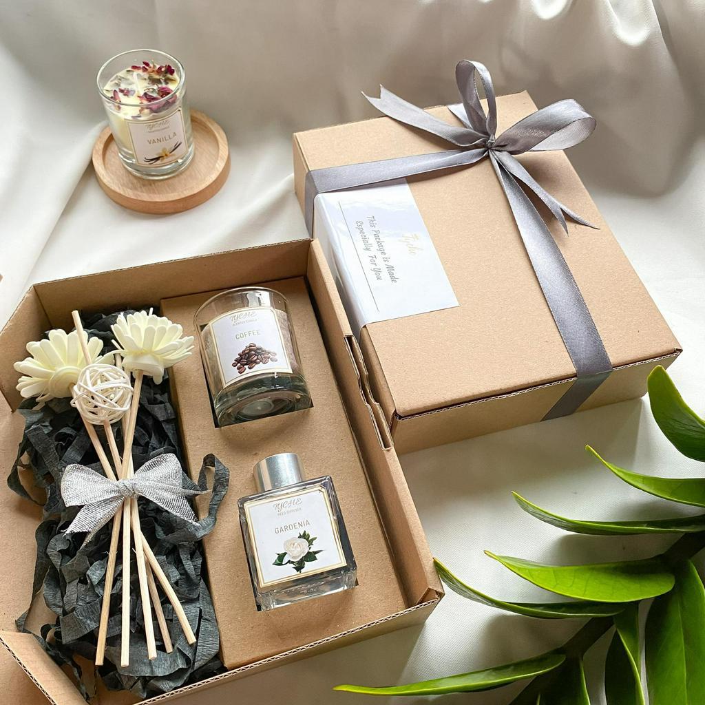 GIFT SET AROMATERI SOUVENIR LILIN AROMATERAPI HAMPERS COWOK HAMPERS HITAM KADO GIFT BOX SET