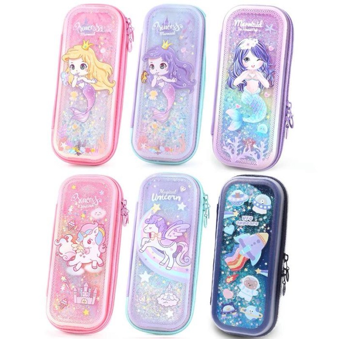 

(BISA COD) Tempat Pensil Anak Sekolah Glitter Korea Kawaii Kotak Pensil Unik - Roket