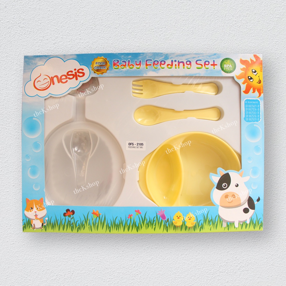 Onesis Feeding Set Alat Makan Bayi baby OFS 2105 satu set piring sendok garpu tuu bayi OFS-2105 Baby feeding set piring bayi sendok bayi bayi peralatan makan bayi bpa free