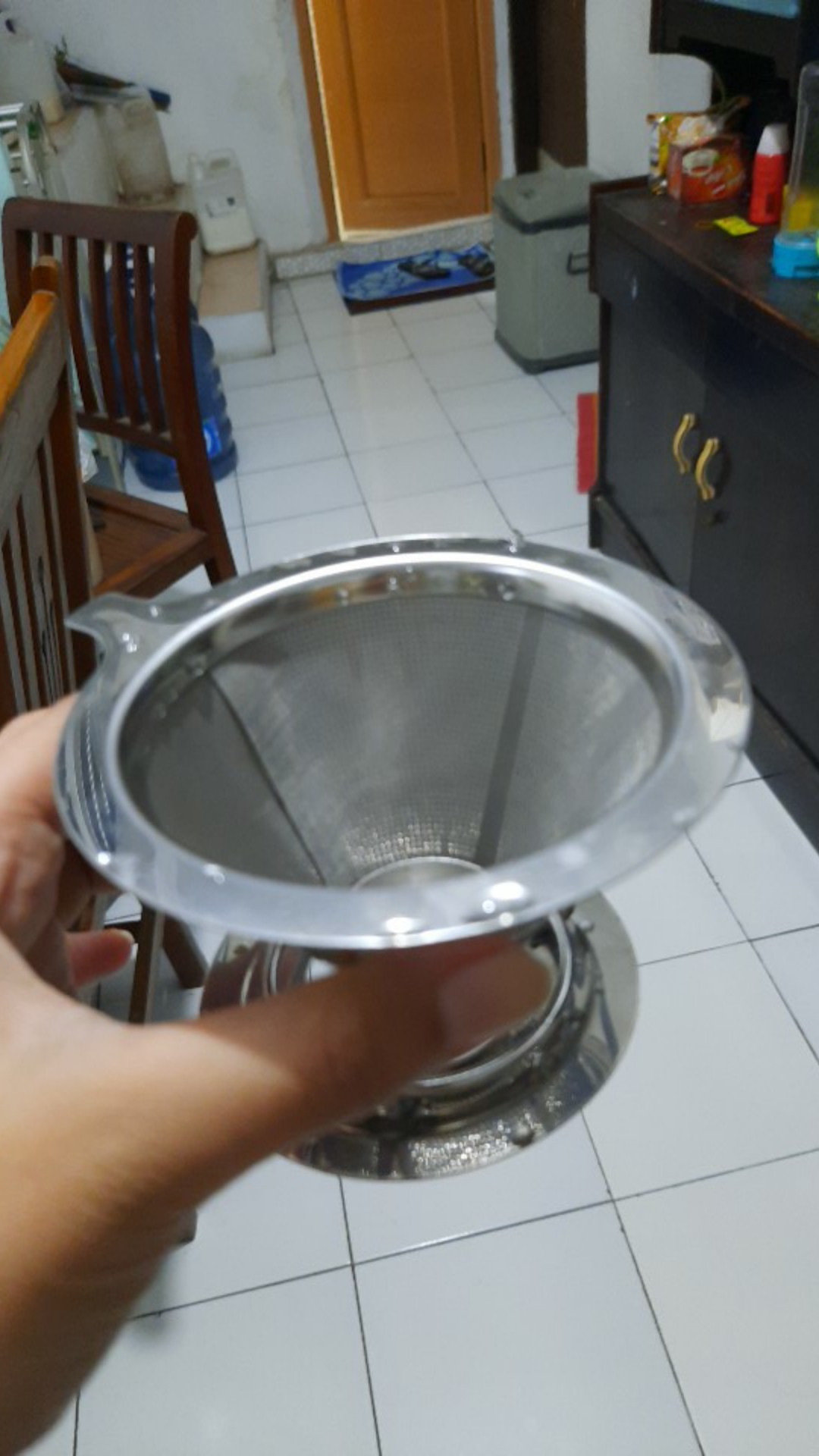 V60 Dripper Stainless Steel Size 01 Ukuran Kecil Stand Removable