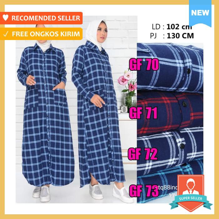 GAMIS FLANEL/GAMIS KOTAK/MAXI KOTAK/BAJU GAMIS WANITA TERBARU BIRU LANGIT