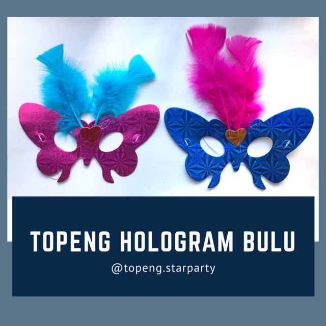 Topeng Hologram Bulu (isi 6 pcs)/ Topeng Pesta/ Masquerade