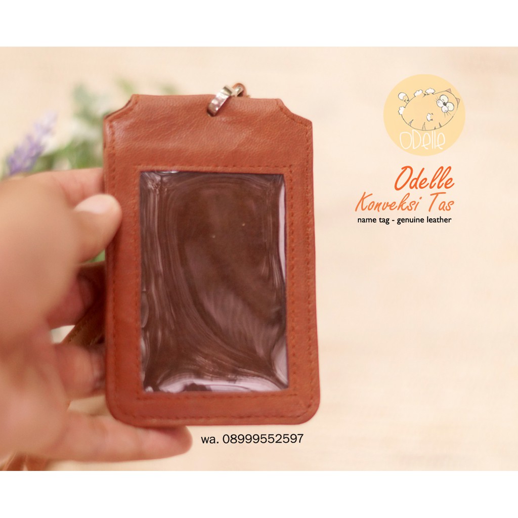 

ID Card Holder Name Tag Kulit Asli Premium Gantungan ID Kulit Handmade