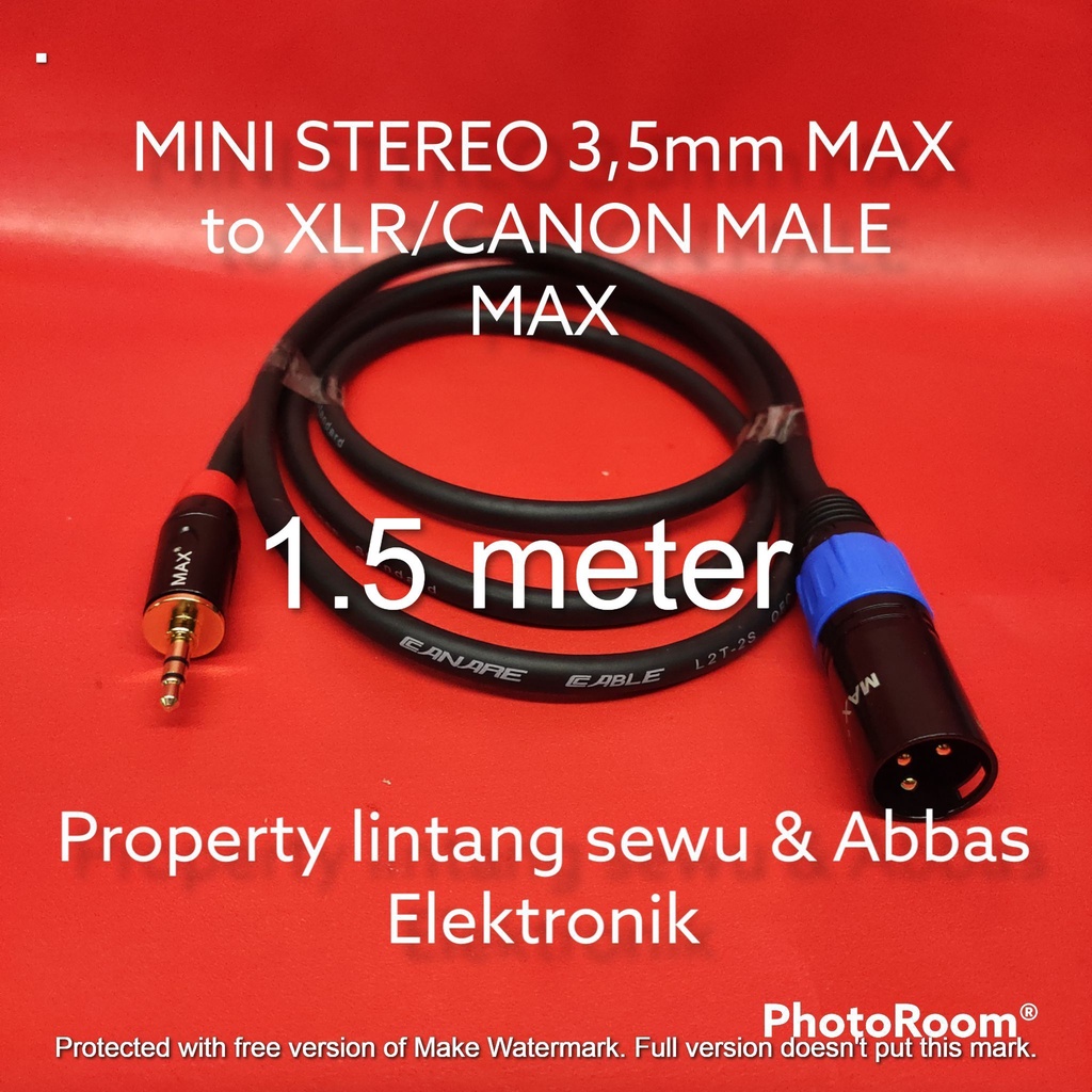 KABEL JEK MINI STEREO MAX TO XLR CANON MALE MAX 1.5 METER