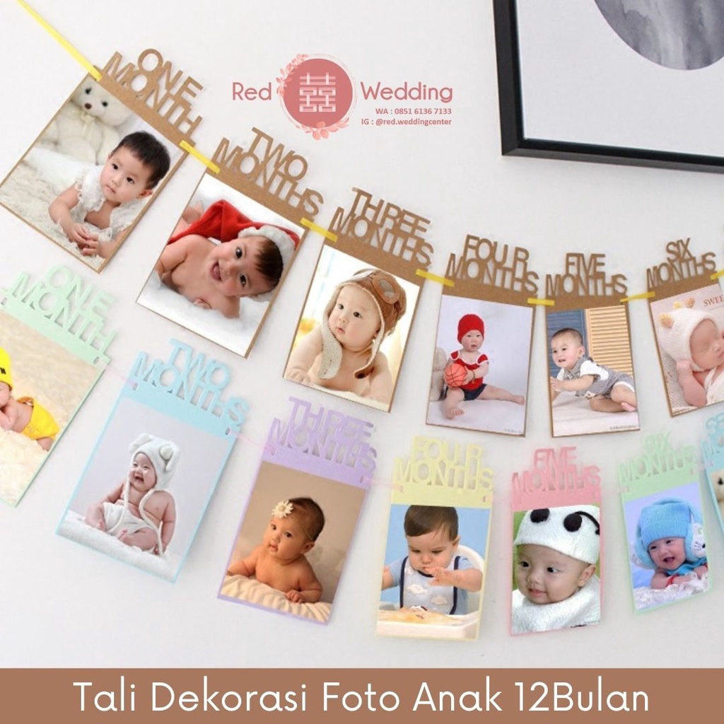 Tali Dekorasi Acara Birthday Ultah Anak Baby dengan Foto Anak 12Bulan Baby Shower