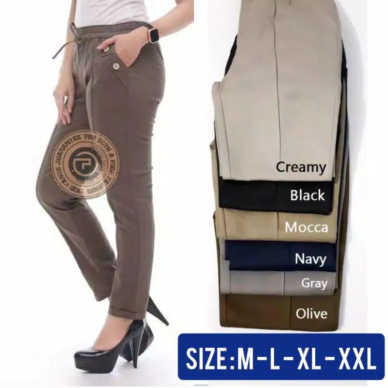 BAGGY PANTS TWILL COMBED PREMIUM GRADE A HALUS DAN TEBAL//CELANA WANITA JUMBO XL-XXL