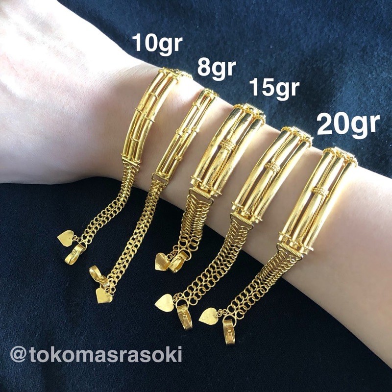 GELANG EMAS 24 EMAS MURNI EMAS LONDON MODEL BAMBU