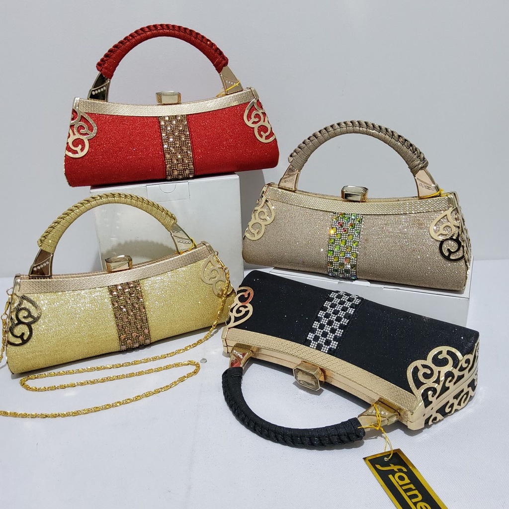 Tas Pesta  Farnell Import Clucth Wanita Cantik Permata Cantik Mewah 2696/2637