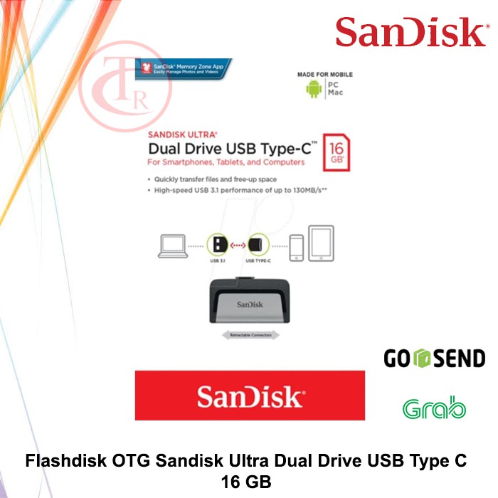 Flashdisk Sandisk OTG Ultra Dual Drive USB Type C 16GB Resmi Original