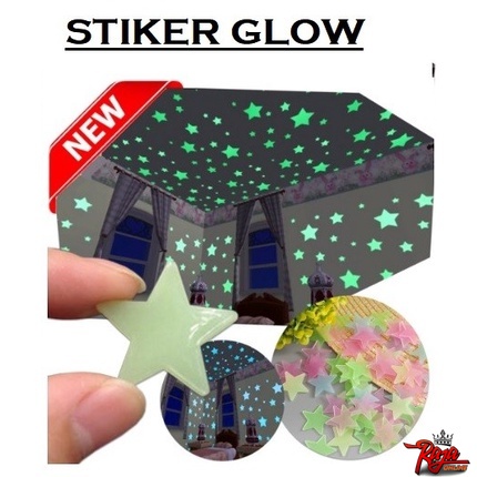 GD10-Sticker Bintang Glow In The Dark Dekorasi Dinding