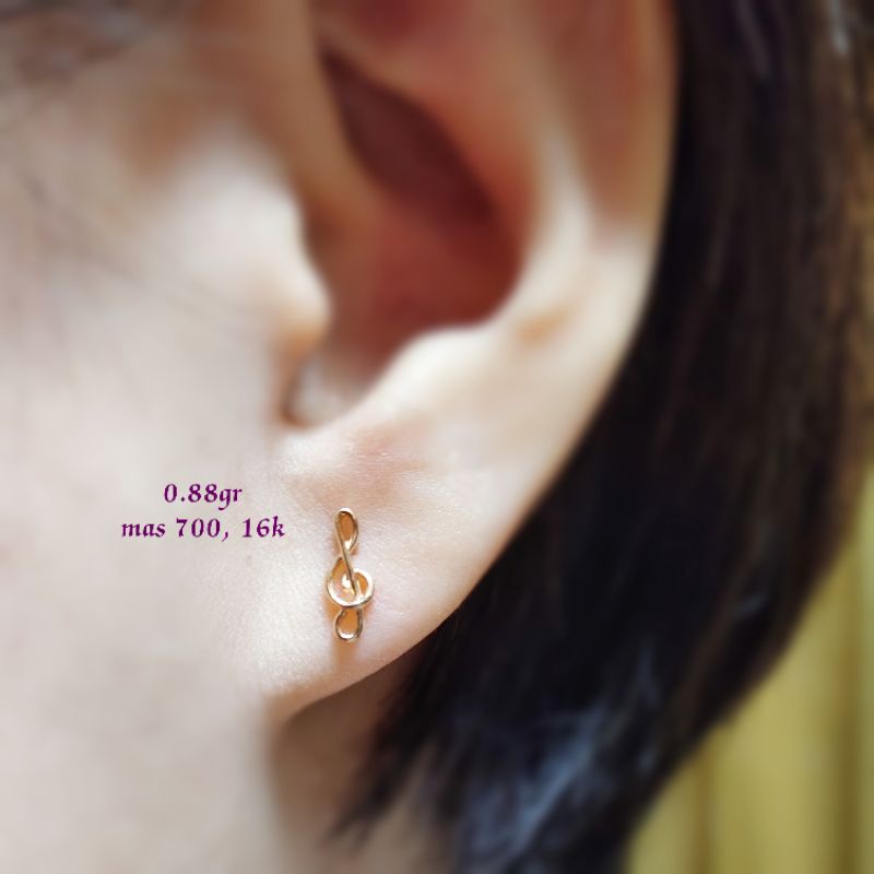 Anting Kerabu Kunci G Musik Not Giwang Tusuk Mas