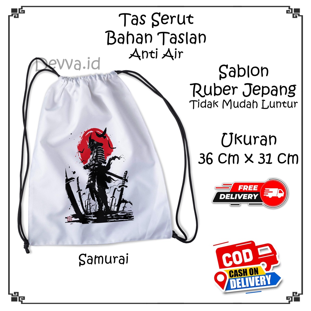 Tas Serut Samurai String Bag Bts Muat Banyak Barang Ukuran 36 X 31 Cm | Devva.Id