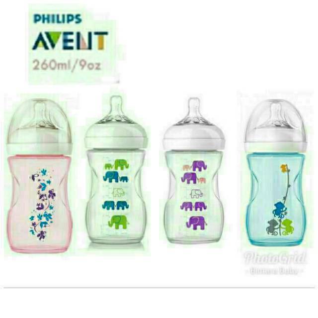 Botol Susu Philips Avent Natural Deco 260ml Pink Blue Philips Avent Wide neck 260ml motif / Botol Avent Natural 260ml