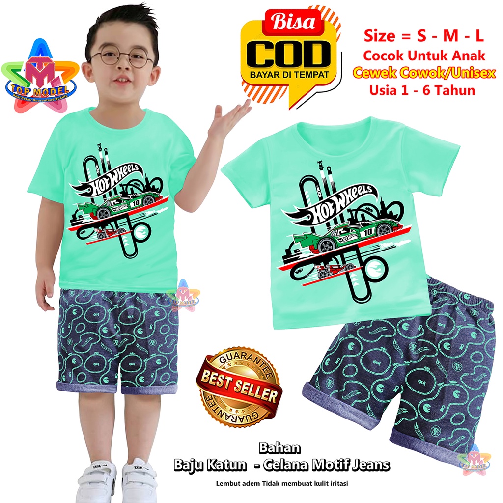 BISA COD &amp; Gratis Ongkir Setelan Baju Anak Celana Jeans Cowok Baby 1-6 Tahun TOP MODEL 00062 Baju Anak Pendek terbaru dan termurah Bahan Katun Baju Setelan Anak Pendek Children Wear Paling Tren &amp; Laris Terbaru Kekinian Baju Anak Main Kado Ulang Tahun Baju