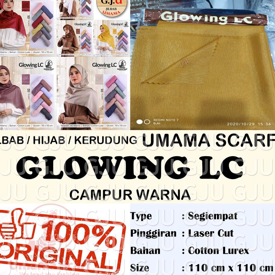 [ READY ] Umama GLOWING LC campur warna jilbab hijab kerudung segi empat lasercut cotton lurex