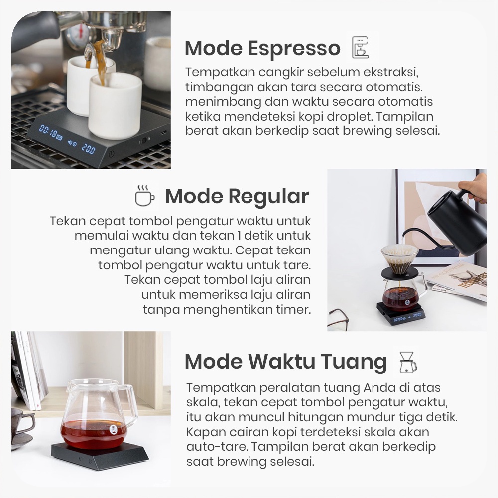 TIMEMORE BLACK MIRROR NANO SCALE TIMBANGAN KOPI MANUAL BREW ESPRESSO