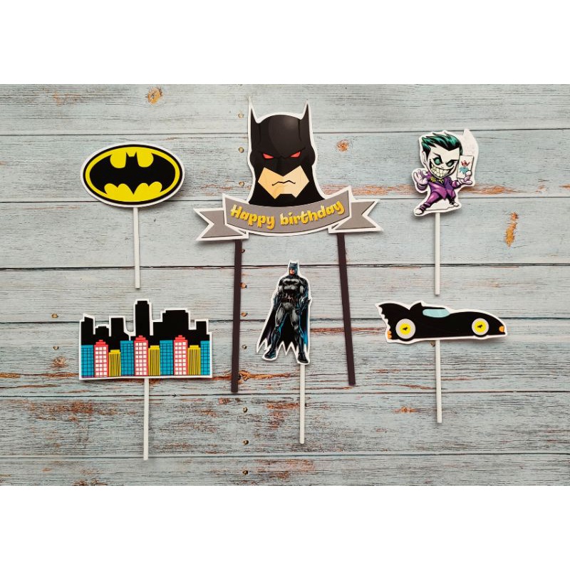 hiasan nasi tumpeng cake topper hiasan kue ulang tahun satu set karakter Batman