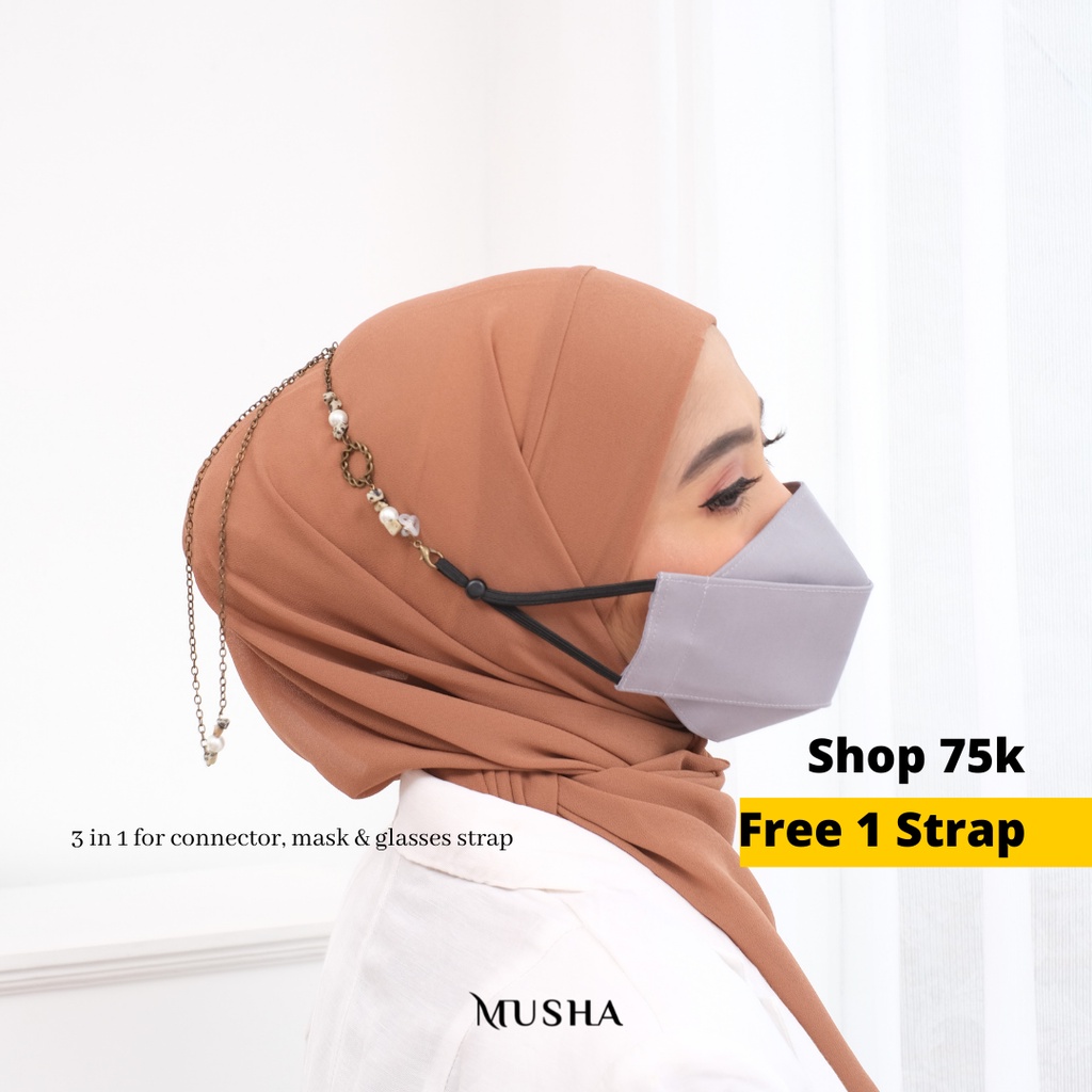 Musha 3in1 Strap &amp; Connector - ELLE | Strap Masker / Konektor Masker / Tali Masker / Strap Mask