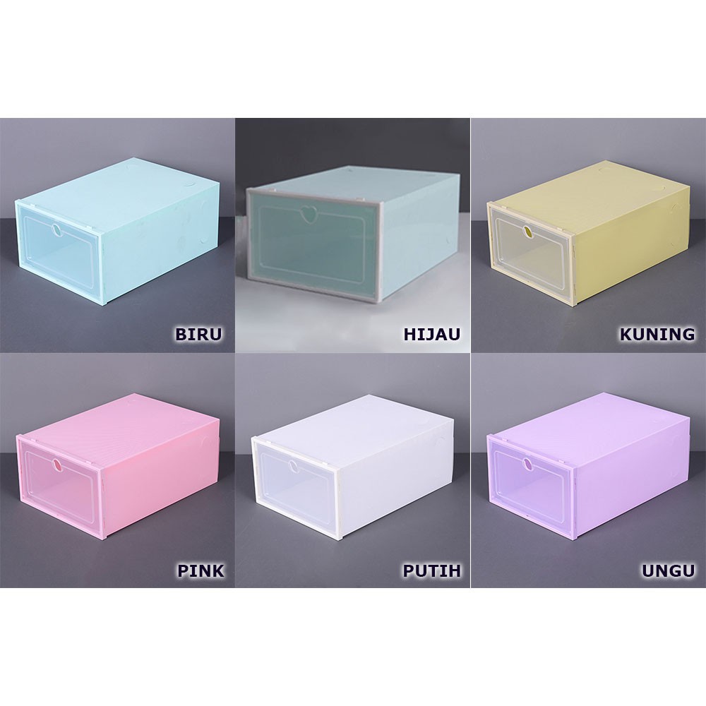 GO!KS061 KOTAK SEPATU TRANSPARAN KOKOH PORTABLE SERBAGUNA SHOE BOX RAKIT PLASTIK TEBAL COD