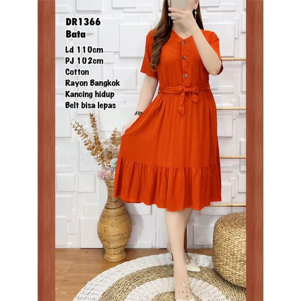 DRESS CANTK KANCING DEPAN BAHAN RAYON FRIENDHLY BUSUI